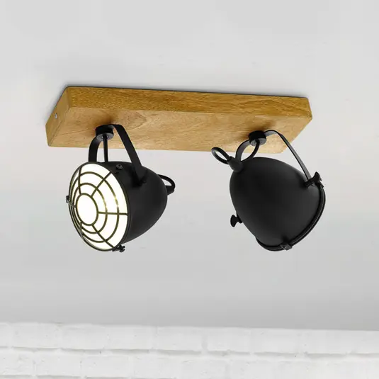 Prezzo Scontato Faretto da soffitto Gatebeck, legno/nero, a 2 luci, legno