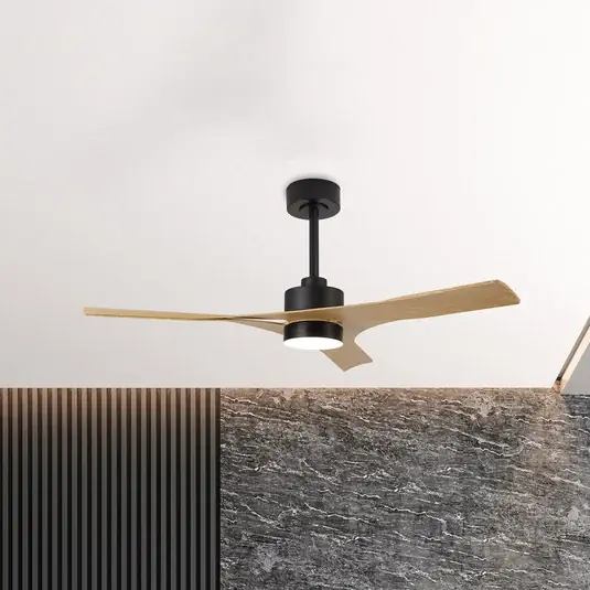 Ventilatore da soffitto LED in legno thailandese con motore a corrente Solo Oggi