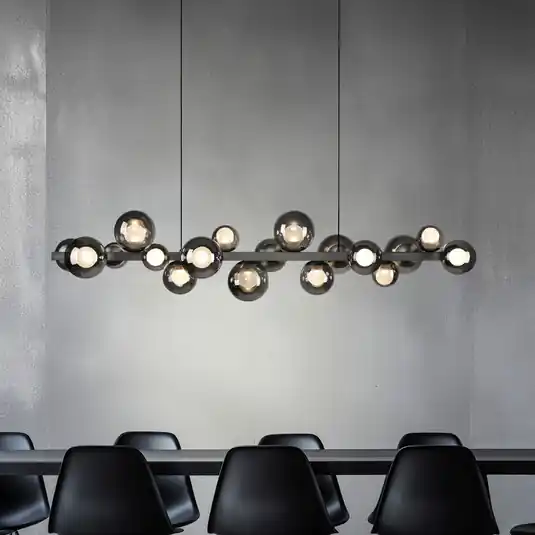 lampada LED a sospensione PURE E-Popup, platino, vetro, CCT, 18 luci. Nuovo Arrivo