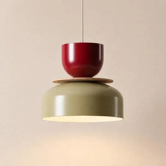 Lampada a sospensione Uto, beige-marrone/rosso scuro, Ø 30 cm, metallo Soddisfatti O Rimborsati