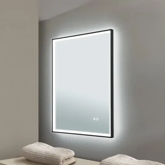 Specchio LED a cornice, 45 x 60 cm, CCT, antiappannamento, dimmerabile Esclusivo