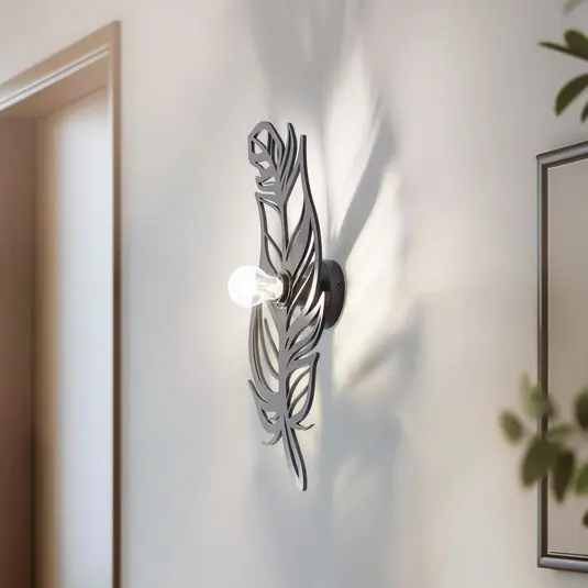 Applique W-030, nero, design a molla, legno MDF, taglio laser Occasione