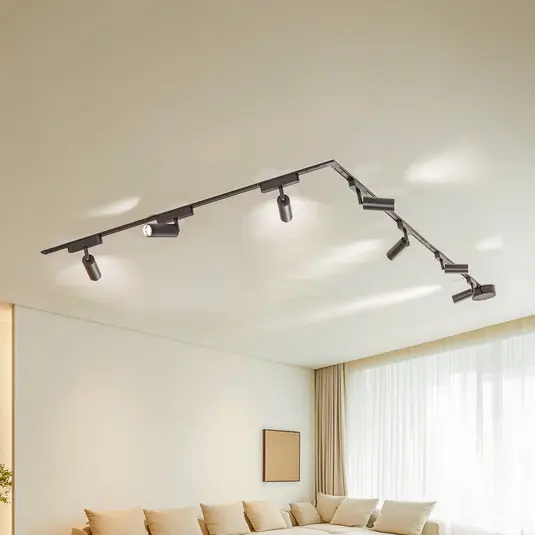 Sistema a binario 48V Lumaro, faretti, a 7 luci, nero, Ø 4 cm Spedizione Espresso