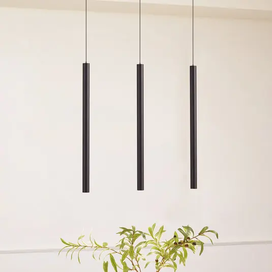 Sistema a binario 48V Lumaro, pendente, lampadina tubolare, a 3 luci, nero Promozione