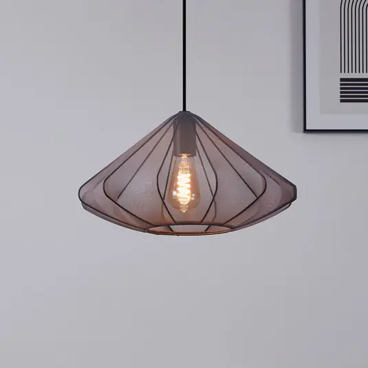 Lampada a sospensione Dolwen, nera, Ø 42,5 cm, tessuto Super Prezzo