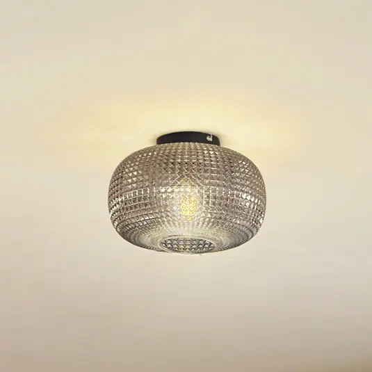 Lindby Plafoniera Hildur, Ø 25 cm, grigio fumo, vetro Sconto