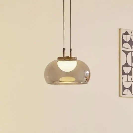Lucande lampada LED a sospensione Dain, a 1 luce, grigio fumo, vetro Occasione