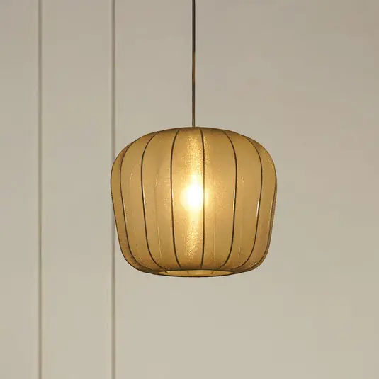 Lindby lampada a sospensione Helin, nero, Ø 35 cm, tessuto Spedito Oggi