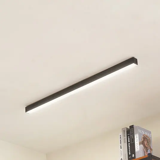 Must-Have Plafoniera LED Lucande Teniona, 101 cm, nera, alluminio