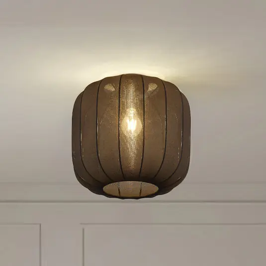 Plafoniera Lindby Helin, nera, tessuto, Ø 35 cm Di Tendenza