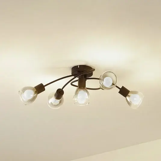 Promozione Esclusiva Lindby Pendura, plafoniera a 5 luci, nero, vetro