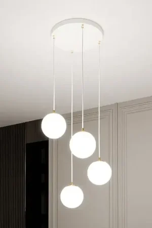 Offerta Lampo Lampada a sospensione Royal, a 4 luci, bianco opalino/bianco, vetro, E14