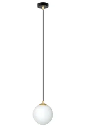 Lampada a sospensione Royal, bianco opalino/nero, vetro, E14 Prezzo Scontato