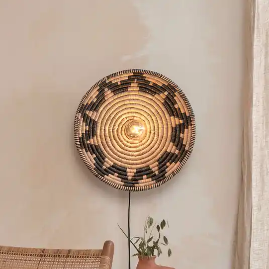 Good & Mojo applique Andros, nero/naturale, spina, Ø 45cm Offerta