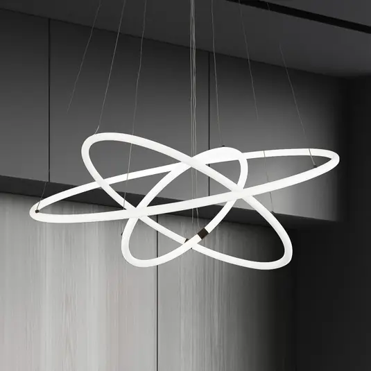 Sconto Lampada a sospensione Revolve, a 3 luci, bianca, in acrilico, dimmerabile