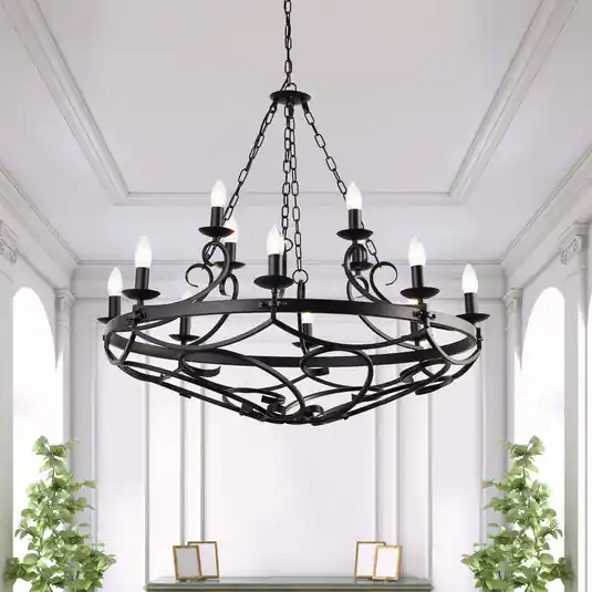 Offerta Lampo Lampadario Cartwheel III, a 12 luci, Ø 89 cm, nero, metallo