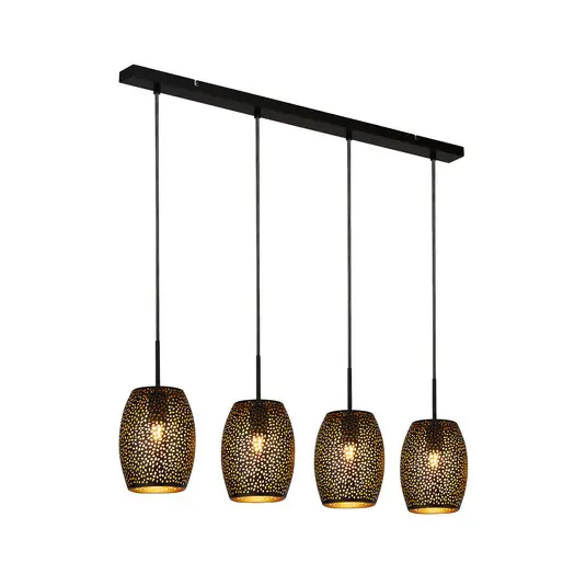 Lampada a sospensione Laser, nero, metallo, a 4 luci, E27 Compra Oggi Stesso