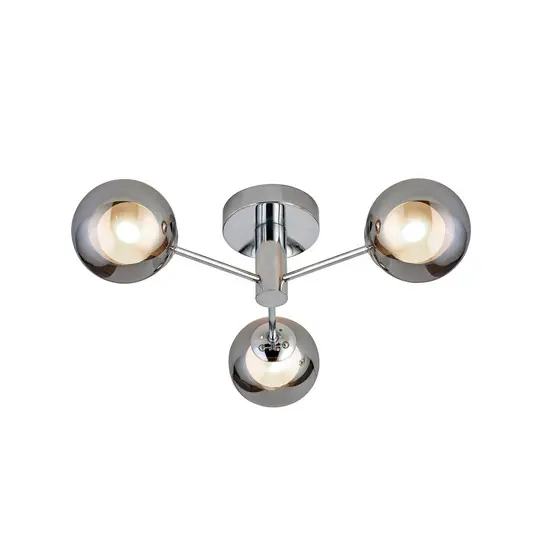 Plafoniera Oscar, cromo/fumo, vetro, a 3 luci, G9 Ultima Occasione