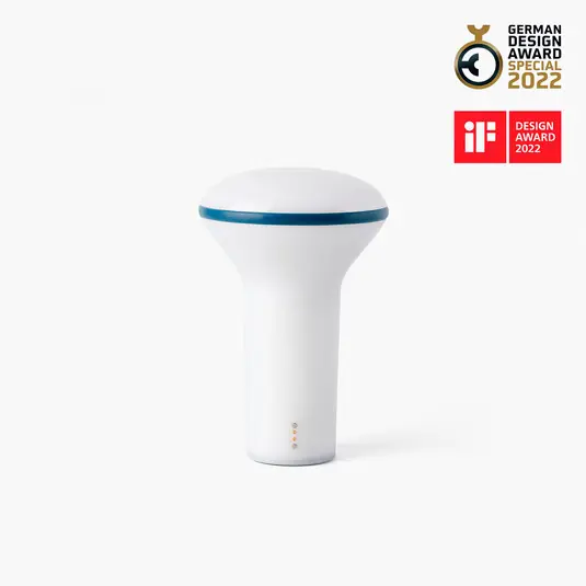 Lampada LED da tavolo Buddy, bianco/blu, policarbonato, Ø 11 cm Di Tendenza