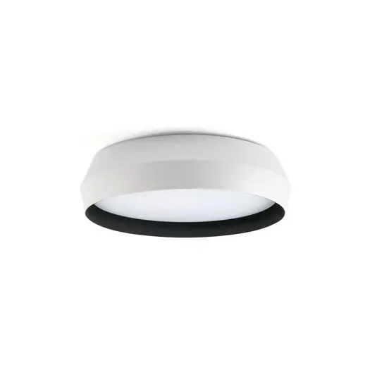 Plafoniera Shoku, bianco/nero, alluminio/PMMA, Ø 35 cm Popolare