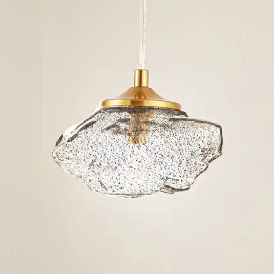 Lampada a sospensione Lindby Piatra, fumo/ottone, vetro, Ø 16 cm, G9 Professionale