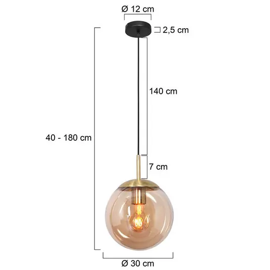 Offerta Lampo Lampada a sospensione Bollique, ottone, Ø 30 cm, vetro, a 1 luce, globo
