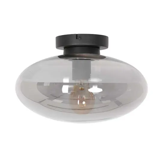 Promozione Esclusiva Plafoniera Reflexion, Ø 30 cm, vetro, nero/grigio fumo