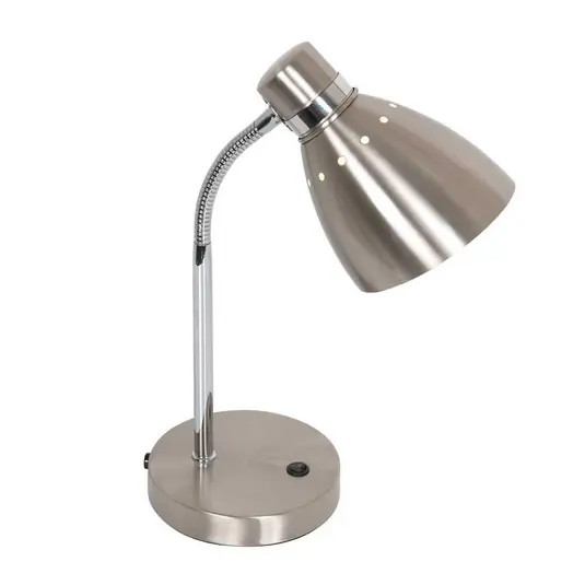 Lampada da tavolo a molla, colore acciaio, metallo, braccio flessibile, Compra Oggi Stesso