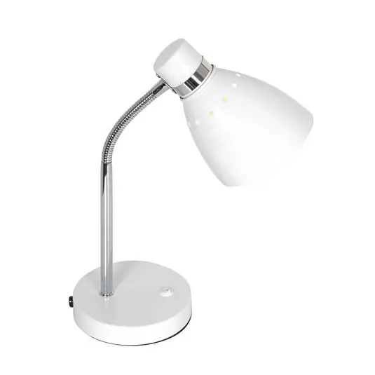 Compra Adesso Lampada da tavolo a molla, bianca, in metallo, braccio flessibile, con