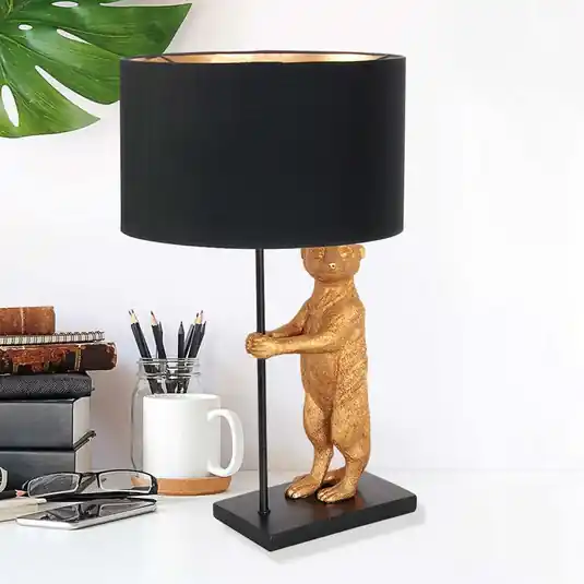 Compra Oggi Stesso Lampada da tavolo Animaux 7202ZW, metallo, lino, nero