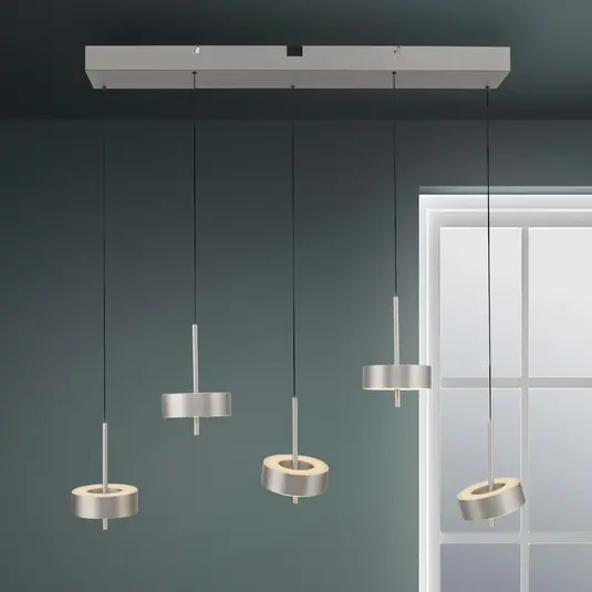 Paul Neuhaus Lampada a sospensione Smart LED Q-Rotate, alluminio a 5 luci. Vendita Finale