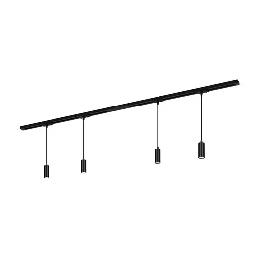 Sistema a binario RAIL 230 V, nero, 4 pendenti LED, lunghezza 1,5 m Prezzo Ridotto