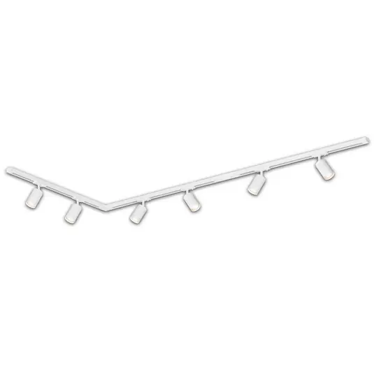 RAIL Sistema a binario 230 V, bianco, 6 faretti 2,25 m connettore angolare Reso Gratuito