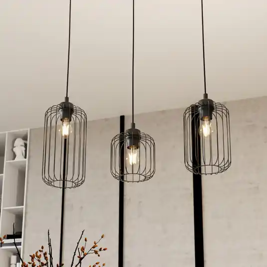 Lampada a sospensione Vander, a 3 luci, 60 cm, nero, metallo, E27 Prezzo Scontato