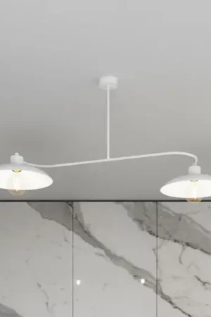 Plafoniera Foster, a 2 luci, 100 cm, bianco, metallo, E27 Bestseller