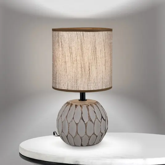 Super Prezzo Lampada da tavolo Pinia, marrone, altezza 27,5 cm, ceramica/lino
