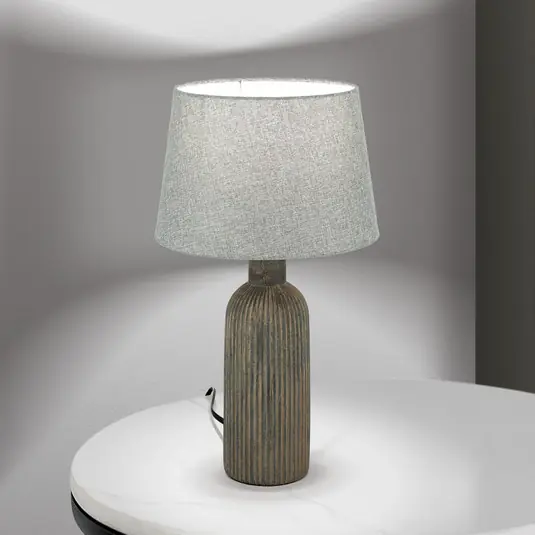 Lampada da tavolo Orchid, marrone/grigio, altezza 53,5 cm, ceramica/lino Prezzo Conveniente