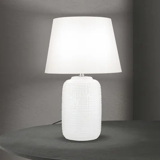 Lampada da tavolo Coral, bianca, altezza 51 cm, ceramica/lino Prezzo Di Fabbrica