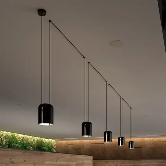 Lampada LEDS-C4 a sospensione Attico Triplo cilindro Ø 15cm nero Consegna Rapida