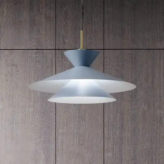 Lampada a sospensione Kim, blu cielo, Ø 60 cm, metallo Spedizione Espresso