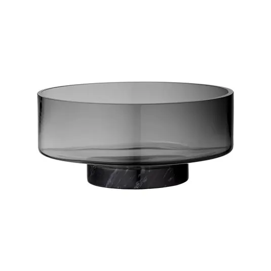Spedizione Espresso Ciotola AYTM Volvi, grigio fumo, Ø 25 cm, vetro, base, marmo