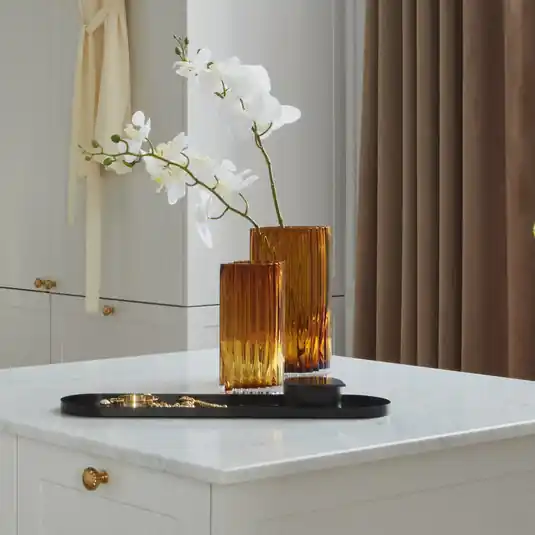 Saldi Vaso AYTM Folium, altezza 20 cm, color ambra, vetro