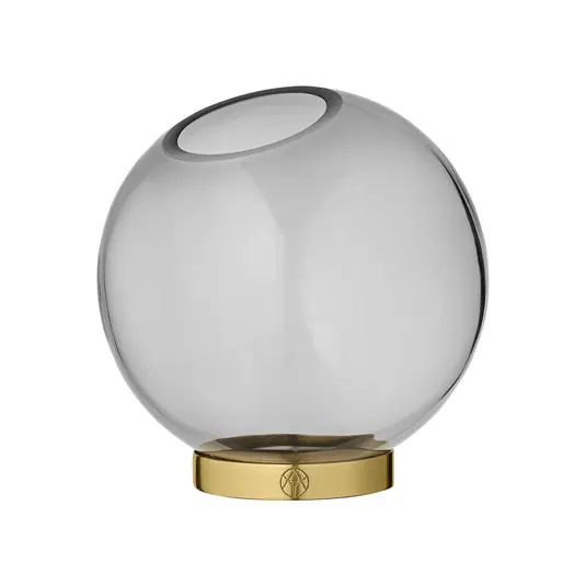 Ultimissimo Modello Vaso Globe AYTM, Ø 17 cm, grigio fumo / oro, vetro, acciaio inossidabile