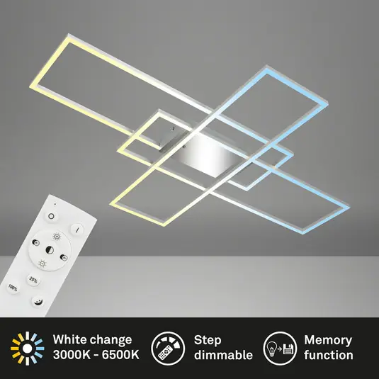 Roami Plafoniera LED, 104x71 cm, alluminio-cromo, CCT Reso Gratuito
