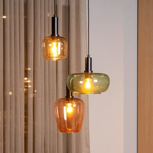 Prezzo Di Fabbrica Lampada a sospensione Ilona, vetro, multicolore, Ø 30 cm, a 3 luci
