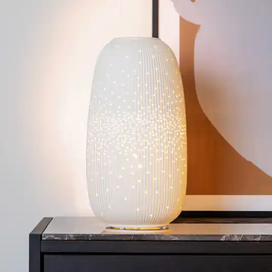 Prezzo Scontato Lampada da tavolo Flores, Ø 17,5 cm, porcellana, bianco, E14
