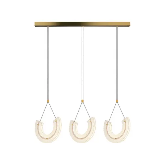 Nuova Collezione Lampada a sospensione LED 23031, a 3 luci, 3.000 K, vetro, oro