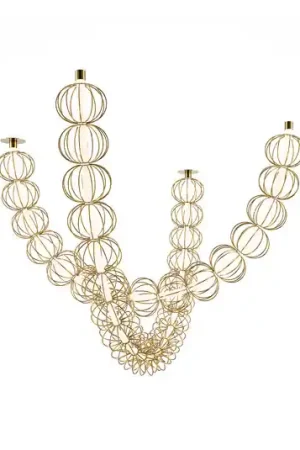 Economico Maytoni Lampada LED a sospensione Golden Cage, in 2 parti, altezza 84 cm