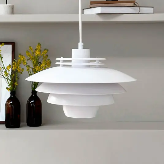 Lampada a sospensione Dyberg Larsen Ejka mini, bianco, Ø 30 cm, metallo Prezzo Di Fabbrica