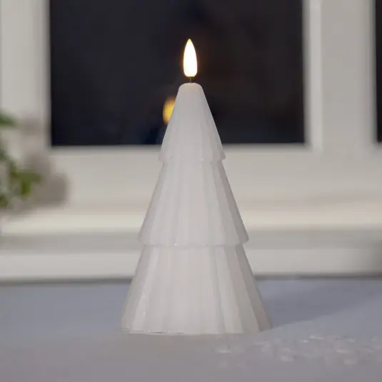 Bestseller Candela LED Flamme Grany, bianca, 18 cm, cera vera, a batteria